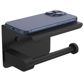 AZOMKER AZOMKER Toilettenpapierhalter, Klopapierhalter Ohne Bohren, Klopapierhalter, Toilettenpapier Halter, Toilettenpapier Halterung, Klopapier Halterung, 3M-Kleber/Schraubmontage (Schwarz)