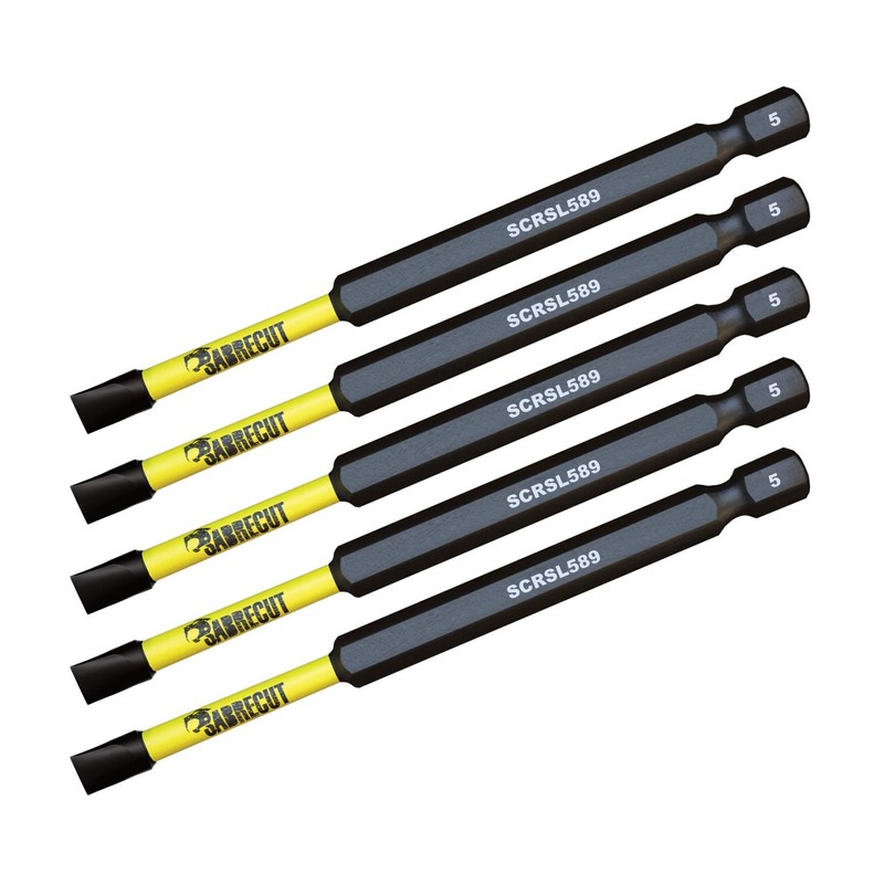 5 x SabreCut SCRSL589_5 89mm SL5 Slotted Magnetic Impact Screwdriver