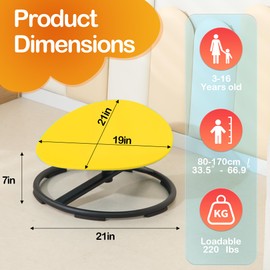 domaxarts Sensory Spinning Chair for Autistic Kids，Sensory Swivel Chair，Sit and Spin Toy for Balance and Coordination, Spinning Autism Seat & ADHD Children, Indoor & Outdoor Play for Ages 3+（Yellow）
