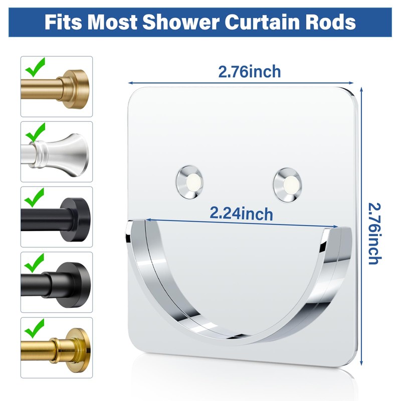 Metal Shower Rod Holders, Adhesive Shower Curtain Rod Holder for