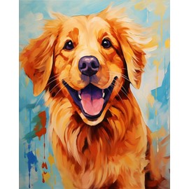 TOCARE Golden Retriever Paint by Numbers Kit for Adults Dog, Dog Paint by Number Canvas for Teens Beginner Puppy Animal 16x20inch