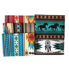 FlashPhoenix Quality Sewing Fabric – 4 Size: 18" x 22" Fat Quarters - Southwestern Stripes Horse Tribal Cotton Fabric Bundle