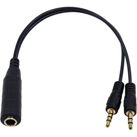 Duttek 6.35mm to 3.5mm Headphone Jack Adapter Cable, Gold-plated 2x 3.5mm 1/8 Inch Male Jack Socket to 6.35mm 1/4 Inch Female Plug Mono Audio Y Splitter Cable 25CM/10 Inch