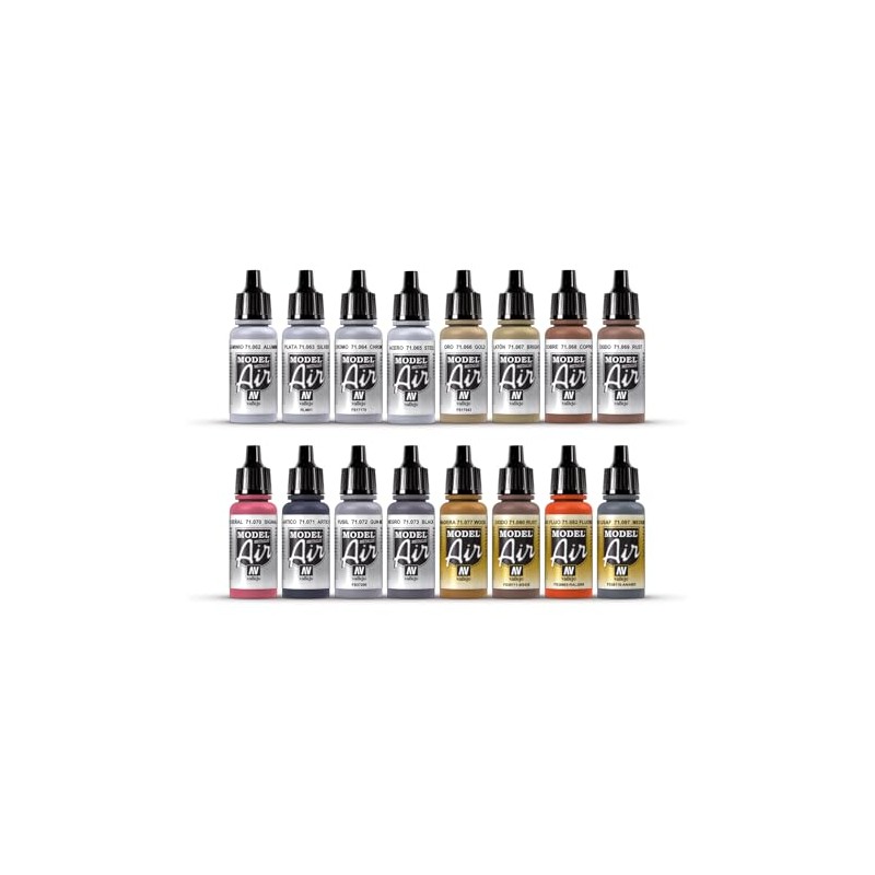 Vallejo Metallic Set Model Air Paint, 17ml, Multicolor, (Pack of