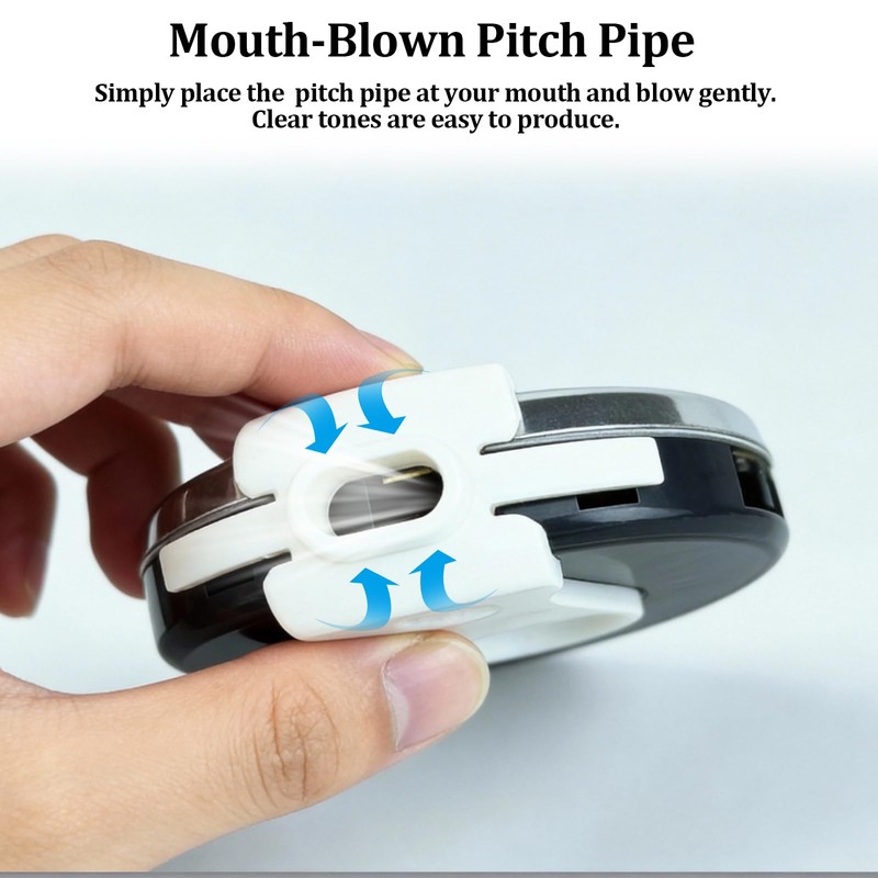 13 Tones Pitch Pipe C-C Tuner,Round Design,Rotating Mouthpiece,Easy Tuning for