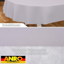 ANRO Oilcloth Tablecloth, Washable, Oilcloth, Garden Tablecloth, Outdoor, Indoor, Oval, 220 x 140 cm, Cut Edge, Grey