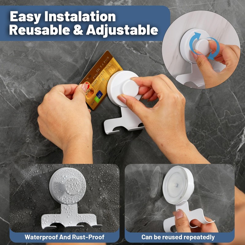 No-Drill Suction Cup Razor and Shaver Holder, Stainless Steel Shower
