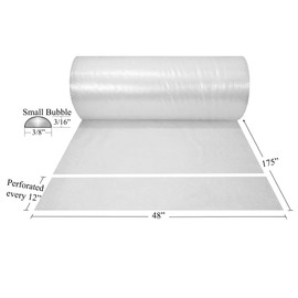 UOFFICE 48" Wide Small Bubble Roll x 175' - 3/16" Sized Bubbles