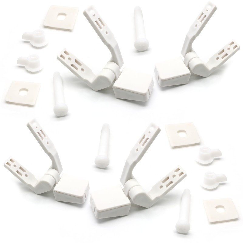Luomorgo 2 Pairs Plastic Toilet Seat Hinges, White Toilet Seat