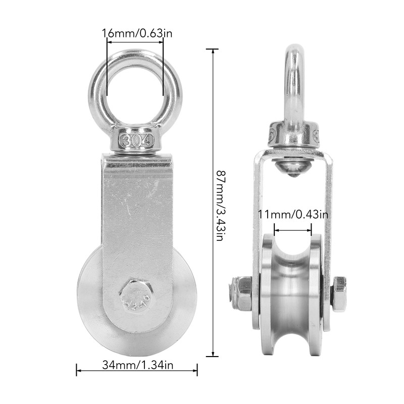 2PCS Cable Pulley Wheels 360 Degree Rotation Stainless Steel Pulley