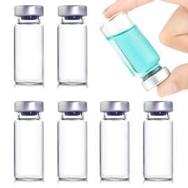 10 Pack 10ml Sealed Sample Vials, Transparent Glass Vials with Self Healing Injection Port
