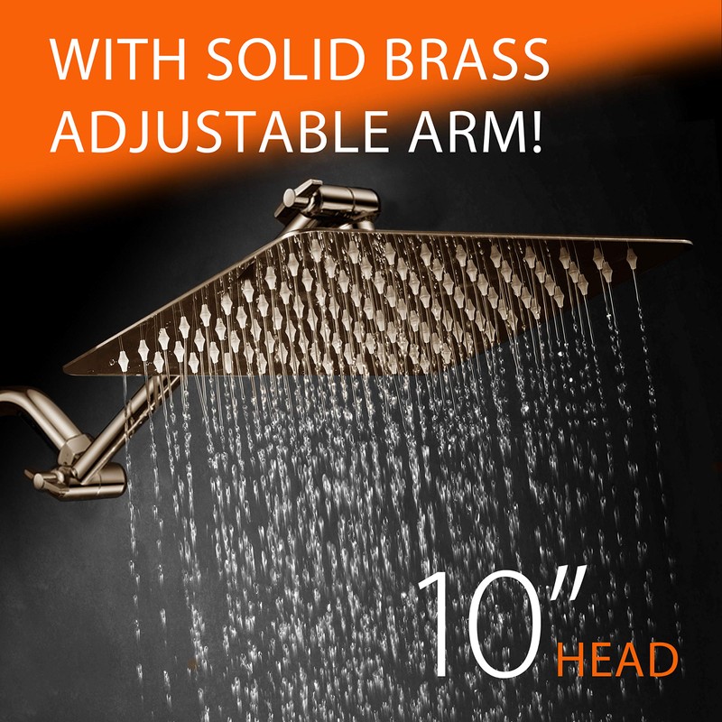 HotelSpa Giant 10" Stainless Steel Rainfall Square Showerhead with 11