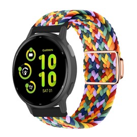 KoGiio 20 mm Braided Bracelet for Garmin Vivoactive 6/5/Garmin Forerunner 165/165 Music /245/645/Vivomove Trend/Sport, Men Women Replacement Strap Magnetic Watch Strap Colourful Flowers