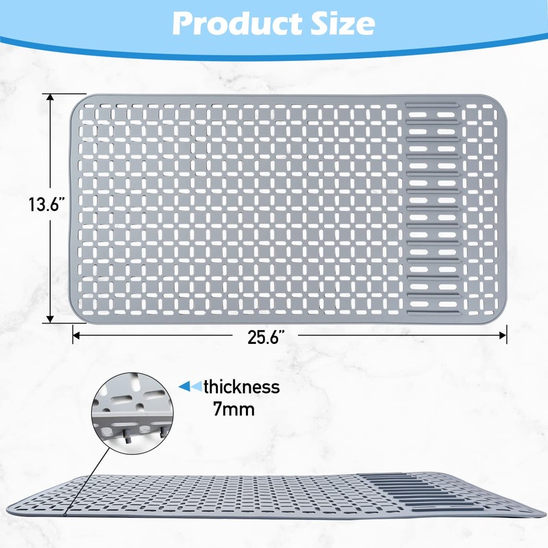 Silicone Sink Mat 26''x14'' Kitchen Sink Protector Mat With DIY