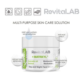 RevitaLAB Hyaluronic Anti-Ageing Day and Night Cream Enriched with Avocado Oil, Matrixyl, Retinol and UV Filters, for Ages between 30 and 45 Years, 50 ml (Multipack)