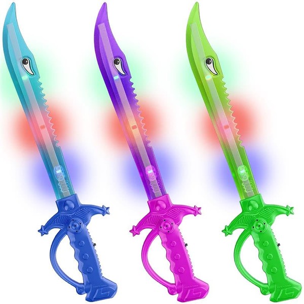 ArtCreativity Light Up Shark Swords for Kids, Halloween Costume Accessories,