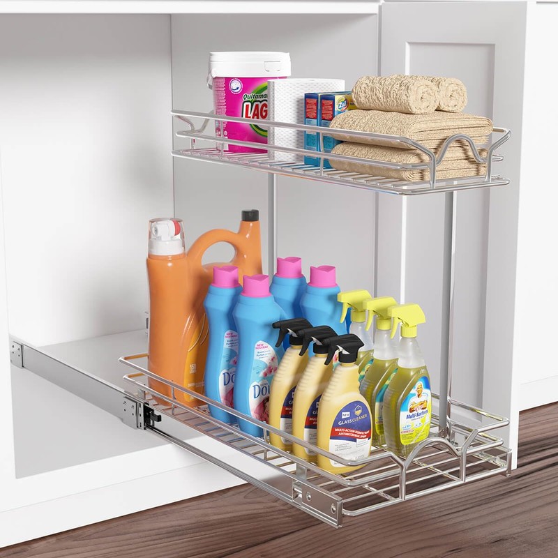 OCG Under Sink Cabinet Organizer Two Tier Pull Out Shelf