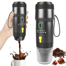 SPORWAY Tragbare Espressomaschine Auto: Elektrische Espressomaschine mit Selbsterhitzung, Mini Reise Kaffeemaschine Kompatibel mit NS-Kapseln und Gemahlenem Kaffee für Camping, Büro, Wandern
