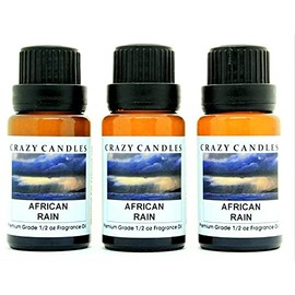African Rain (Made in USA) 3 Bottles 1/2 Fl Oz Each (15ml) Premium Grade Scented Fragrance Oil (Tropical Rain Forest, Rain & Floral)