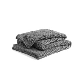 YnM Chunky Cotton Knit Throw Blanket, Cable Knit Throws for Bed Couch Sofa, Comfy & Relaxing, Decorative Piece for Farmhouse Modern Boho Rustic Scandinavian Chic Vibe, Moon Grey 80x87 Inches