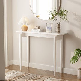 Wood Console Table White Entryway Table, Thin Console Table, Sofa Tables for Living Room (39.4'')