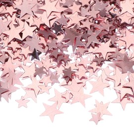 PATIKIL 60g Star Confetti, 0.2/0.4 Inch Glitter Star Table Confetti Twinkle Metallic Foil Stars Sequin Sprinkles for Party Christmas Decoration DIY Birthday Wedding, Rose Gold
