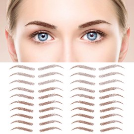 MWOOT 4D Hair-like Eyebrow Tattoo Stickers, 6 Sheets Waterproof Eyebrow Transfer Stickers, Shaping Brow Tattoo False Eyebrows for Women (Brown, 08)