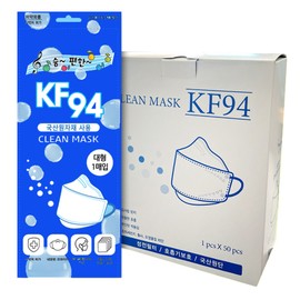 Cleantech 1 piece 3D stereoscopic KF94 mask, individually packaged, 100 pieces large size / 3D입체형 KF94마스크 1매입 개별포장 100매 대형