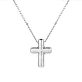 Cross Necklace for Women, 14k Gold Plated Bubble Cross Pendant Necklaces Jewelry,Silver