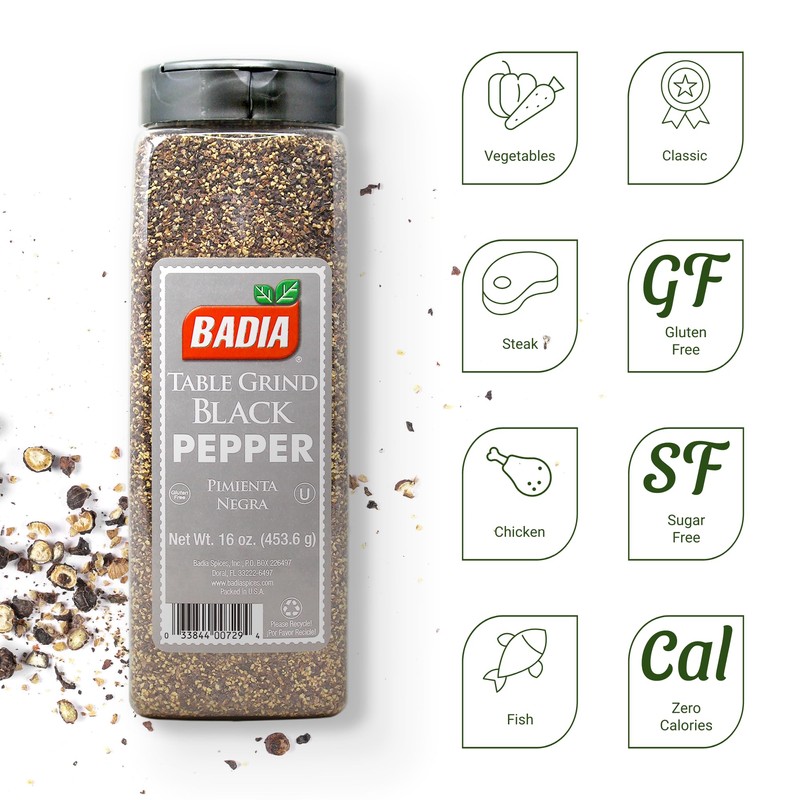 Badia Black Pepper Table Grind, 16 oz - Premium Seasoning