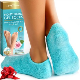 Rose Moisturizing Socks - Premium Gel Silicone Foot Spa Socks Up to Size 8.5 with Vitamin E & JoJoba Oil for Comfort and Self Care - Cream - Colour: Turquoise, Size: S/M