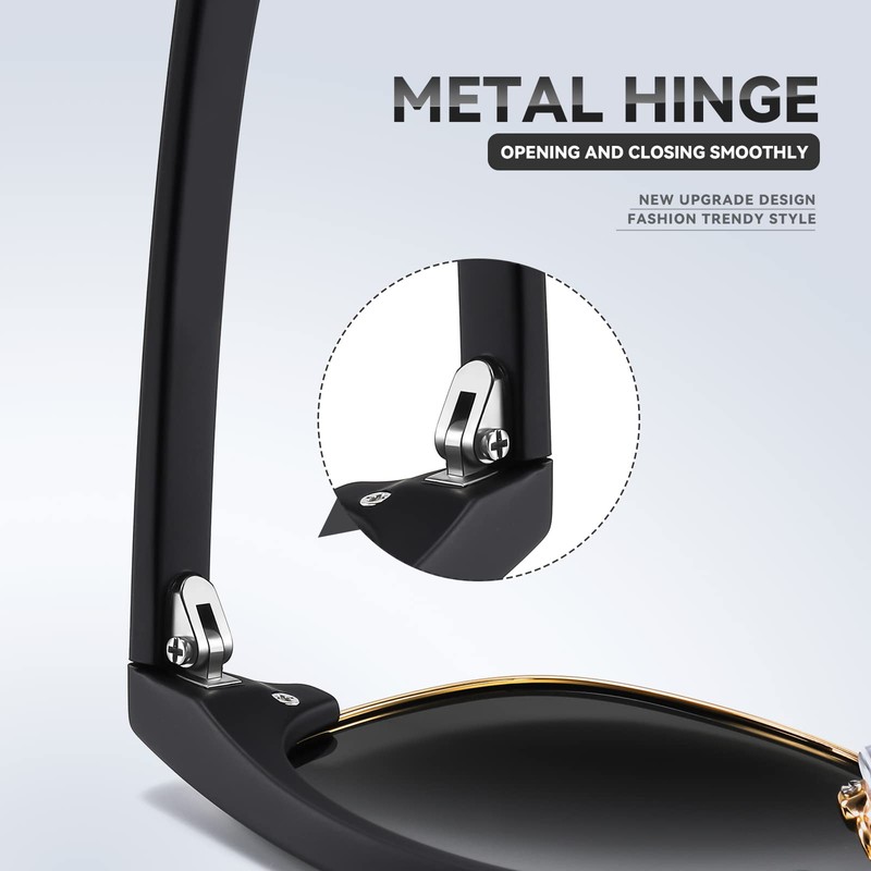 Occhsouo Polarised Half-Frame Sunglasses, Unisex Sunglasses, Men, Women, Classic Retro