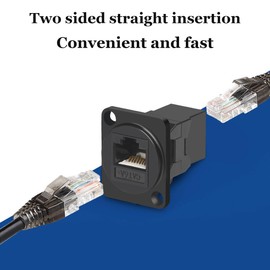 PENGLIN Pack of 10 RJ45 D-type CAT6A panel mount adapter, Cat6A RJ45 8P8C Ethernet female to female, RJ45 mounting network socket