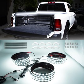 Qasim Truck Bed Light Strip 3PCS 60" Inch 270 LEDs White Led Strip Lights Waterproof for Truck Cargo Pickup Van SUV RV Boat Lights, with On/Off Switch Blade Fuse