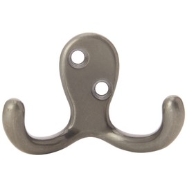 Merriway® BH00225 (2 Pcs) Matt Nickel Plated Twin Robe Hook - Pack of 2 Pieces