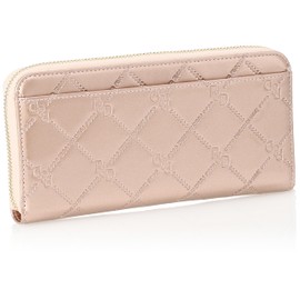 Pinky & Diane PDLWFAT4 Round Zipper Long Wallet, Common Enamel, Checkered Pattern, With Original Logo, Pearl Enamel, Adult, Cute, Card Storage, Slim Wallet, multicolor (pink / gold), One size