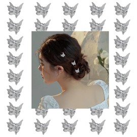 Butterfly Hair Clip for Women Silver Hair Clips for Girls Braids Hair Accessories Butterfly Clip for Thick Thin Hair Butterfly Clips Small Butterfly Hair Barrettes Non Slip Hair Claw Clips Pins 40 Pcs