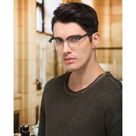 Cyxus Men Blue Light Blocking Glasses Computer gaming Glasses Classic Half Rim Glasses Black Clear Lens 8056
