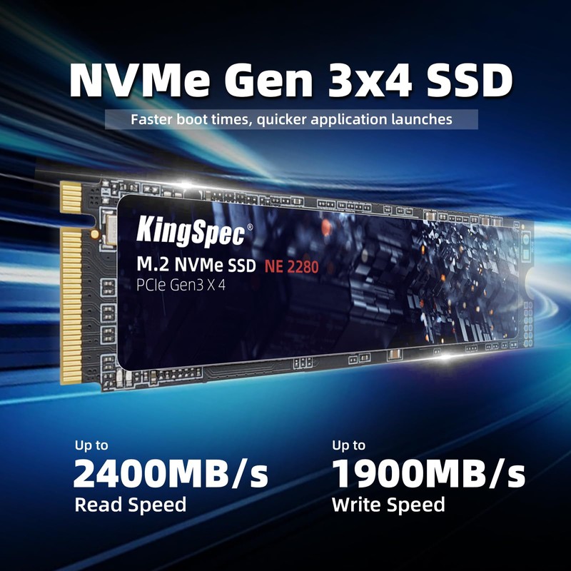 KingSpec SSD 512GB, M.2 NVMe Gen3x4 SSD 2280 - Up