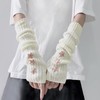 Feelorna Women's Arm Warmers, Y2K Cute Knitted Gloves Stretchy Long