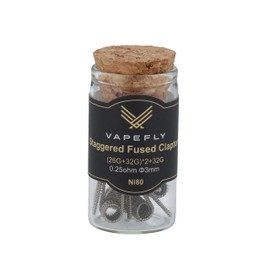 Vapefly Ni80 Staggered Fused Clapton Prebuilt Coil (26GA+32GA)*2+32GA 0.25 Ohm - Pack of 6