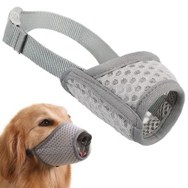 Dog Muzzle Soft Mesh Muzzle - Adjustable Breathable Dog Muzzle, Dog Mask, Mouth Cover for Anti-Biting Anti-Barking, Allows Panting Drinking (Grey, Size XL)