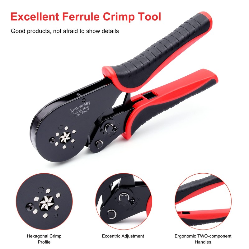 Hexagonal Ferrule Crimping Tool,Knoweasy 16-6 Ferrules Crimp Tool and Hexagonal