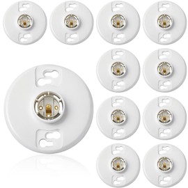 Saysurey 10 Pcs Medium Base E26 Lampholder Ceiling Light Sockets White Phenolic Bulb Socket Incandescent Fluorescent CFL Lamp Holder 660w 250v (Keyless)