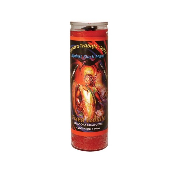 Mystical Fixed 7 Day Glass Candle Against Black Magic - RED - Contra Trabajo Negro