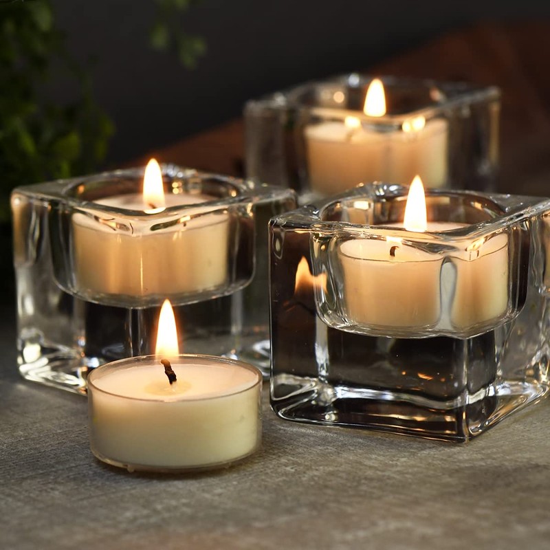 DEYBBY Scented Soy Tealights, Aromatherapy Soy Wax Candle Bulk|Clear Cup|12