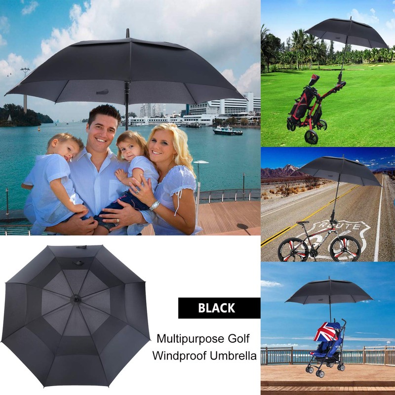 MRTLLOA Extra Large Black Golf Umbrella, 54/62/68/72 Inch Automatic Open,