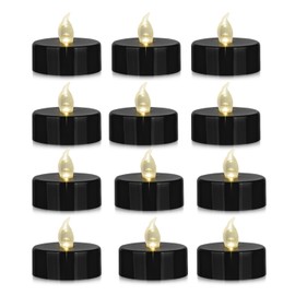 MINXIN Battery Operated Tea Lights Candles: 24 Pack Realistic and Bright Flickering Holiday Gift Flameless Candles LED Electric Tea Candles for Seasonal & Festival Party Home Decoration Black