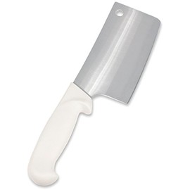 Crestware Commercial 6" Cleaver Knife, High Carbon German Steel, X50CrMoV15 with White Handle, NSF Certified, Package of 2