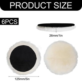 6 Stück Wolle Polieraufsatz,Polierpads 125mm,Polieraufsatz Winkelschleifer,Polieraufsatz Akkuschrauber, Lammwollhaube,Klett Polierscheibe Polierpads für Auto, Autoscheinwerfer, Korkböden usw.